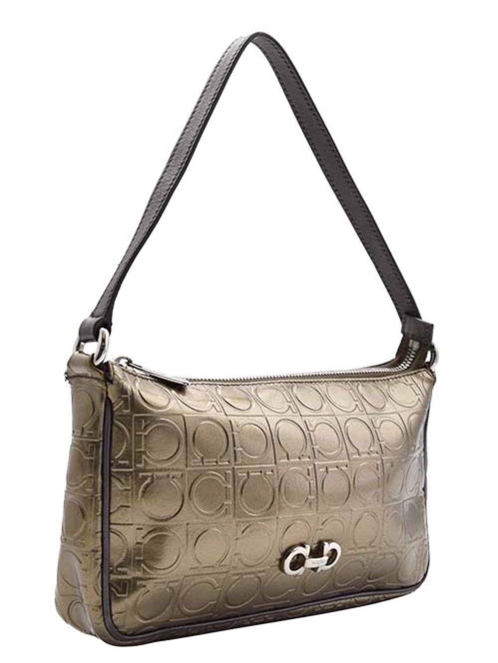 Salvatore Ferragamo Metallic Gold Embossed Shoulder Bag